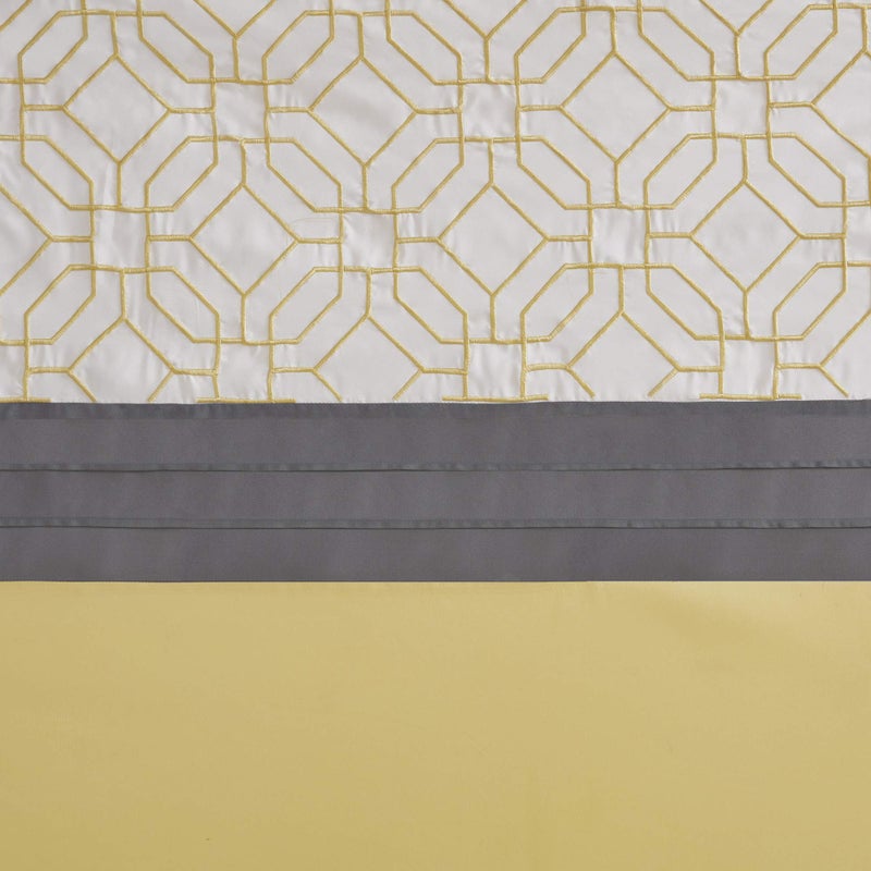 510 DESIGN Shower Curtain, Geometric Textured Embroidery Design with Built-in Liner, Modern Mid-Century Bathroom Decor, Machine Washable, Fabric Privacy Screen, 72x72,Donnell, Yellow/Grey - Image 2